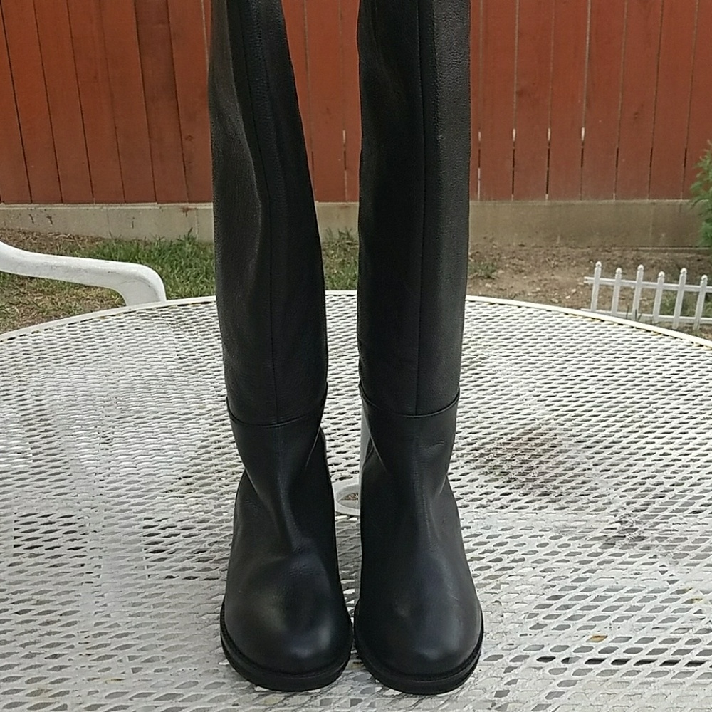 Black leather boots